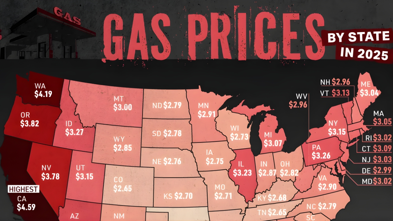 New Gas Prices by U.S. State in 2025